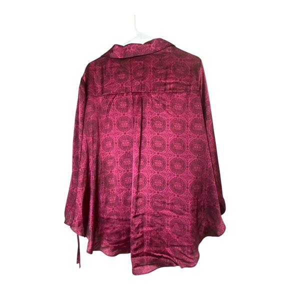 Cato Womens Paisley Silky Blouse Long Sleeve Button Up Top Red Size 22/24W - Picture 3 of 8